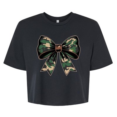 Camouflage Old Camo Bow Camo Coquette Bow Hunting Bella+Canvas Jersey Crop Tee