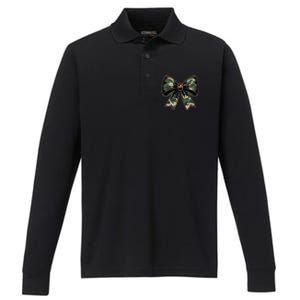 Camouflage Old Camo Bow Camo Coquette Bow Hunting Performance Long Sleeve Polo