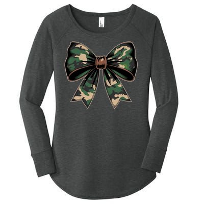 Camouflage Old Camo Bow Camo Coquette Bow Hunting Women's Perfect Tri Tunic Long Sleeve Shirt