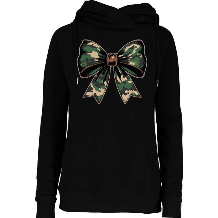 Camouflage Old Camo Bow Camo Coquette Bow Hunting Womens Funnel Neck Pullover Hood