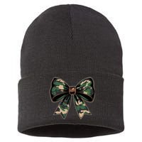 Camouflage Old Camo Bow Camo Coquette Bow Hunting Sustainable Knit Beanie