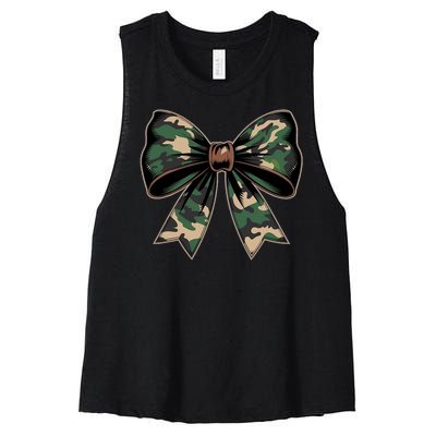 Camouflage Old Camo Bow Camo Coquette Bow Hunting Women's Racerback Cropped Tank