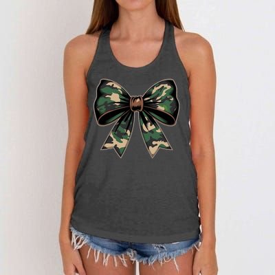 Camouflage Old Camo Bow Camo Coquette Bow Hunting Women's Knotted Racerback Tank