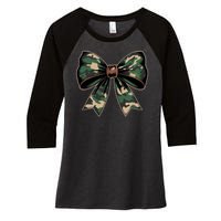 Camouflage Old Camo Bow Camo Coquette Bow Hunting Women's Tri-Blend 3/4-Sleeve Raglan Shirt