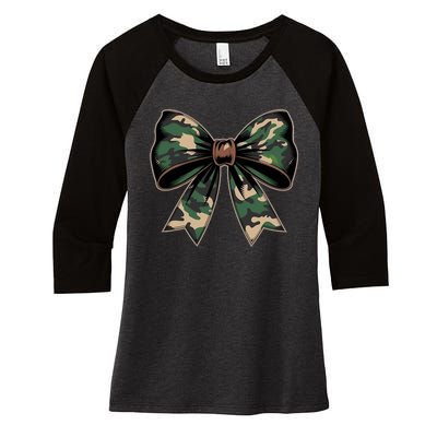 Camouflage Old Camo Bow Camo Coquette Bow Hunting Women's Tri-Blend 3/4-Sleeve Raglan Shirt