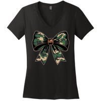 Camouflage Old Camo Bow Camo Coquette Bow Hunting Women's V-Neck T-Shirt