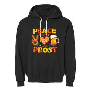 Cute Oktoberfest Costume Peace Love Prost Prost Oktoberfest Garment-Dyed Fleece Hoodie