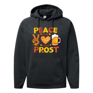 Cute Oktoberfest Costume Peace Love Prost Prost Oktoberfest Performance Fleece Hoodie