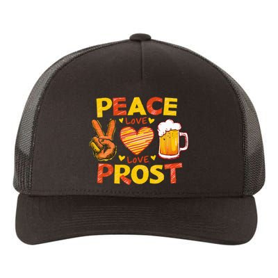 Cute Oktoberfest Costume Peace Love Prost Prost Oktoberfest Yupoong Adult 5-Panel Trucker Hat