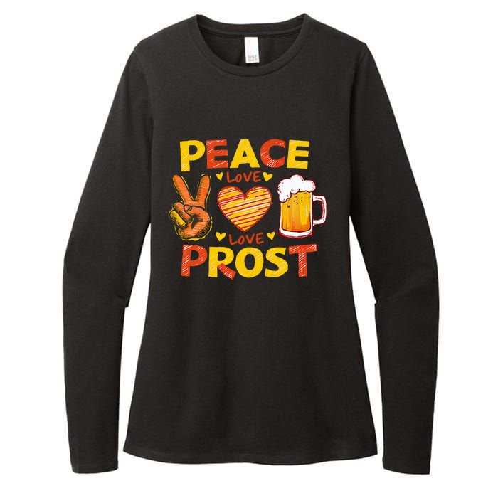 Cute Oktoberfest Costume Peace Love Prost Prost Oktoberfest Womens CVC Long Sleeve Shirt