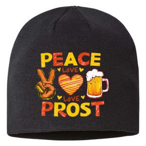 Cute Oktoberfest Costume Peace Love Prost Prost Oktoberfest Sustainable Beanie