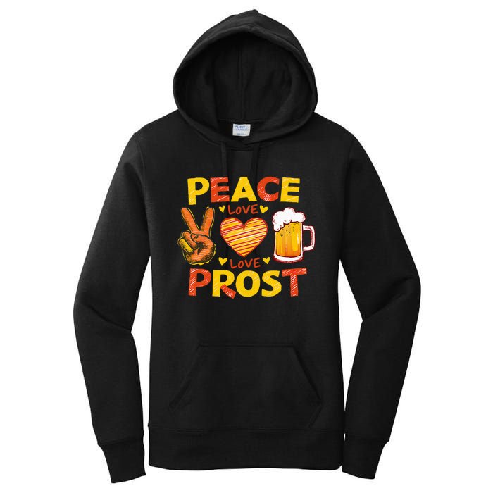 Cute Oktoberfest Costume Peace Love Prost Prost Oktoberfest Women's Pullover Hoodie