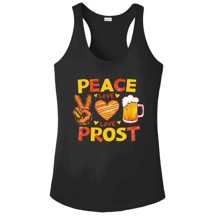 Cute Oktoberfest Costume Peace Love Prost Prost Oktoberfest Ladies PosiCharge Competitor Racerback Tank