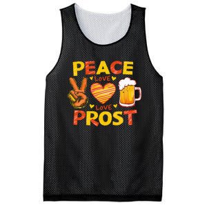 Cute Oktoberfest Costume Peace Love Prost Prost Oktoberfest Mesh Reversible Basketball Jersey Tank