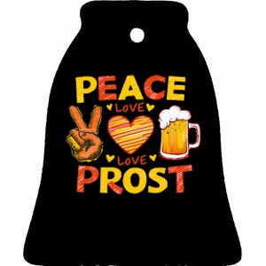 Cute Oktoberfest Costume Peace Love Prost Prost Oktoberfest Ceramic Bell Ornament