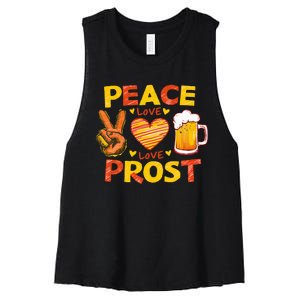 Cute Oktoberfest Costume Peace Love Prost Prost Oktoberfest Women's Racerback Cropped Tank