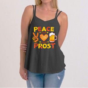 Cute Oktoberfest Costume Peace Love Prost Prost Oktoberfest Women's Strappy Tank