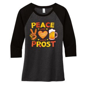 Cute Oktoberfest Costume Peace Love Prost Prost Oktoberfest Women's Tri-Blend 3/4-Sleeve Raglan Shirt