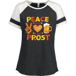 Cute Oktoberfest Costume Peace Love Prost Prost Oktoberfest Enza Ladies Jersey Colorblock Tee