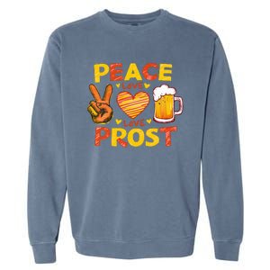 Cute Oktoberfest Costume Peace Love Prost Prost Oktoberfest Garment-Dyed Sweatshirt