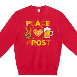 Cute Oktoberfest Costume Peace Love Prost Prost Oktoberfest Premium Crewneck Sweatshirt