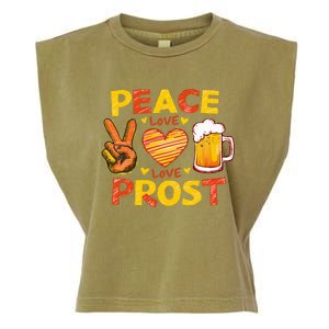 Cute Oktoberfest Costume Peace Love Prost Prost Oktoberfest Garment-Dyed Women's Muscle Tee