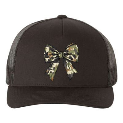 Camouflage Old Camo Bow Camo Coquette Bow Hunting Women Girl Yupoong Adult 5-Panel Trucker Hat