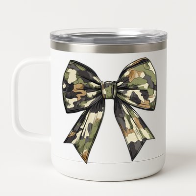 Camouflage Old Camo Bow Camo Coquette Bow Hunting Women Girl 12 oz Stainless Steel Tumbler Cup