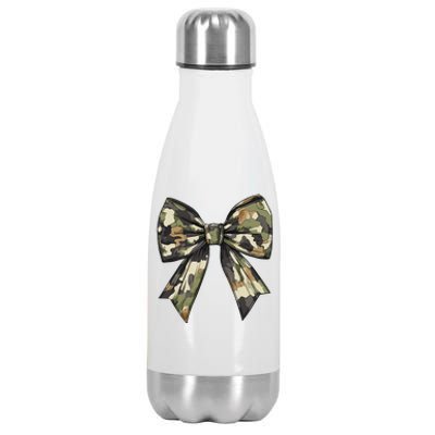 Camouflage Old Camo Bow Camo Coquette Bow Hunting Women Girl Stainless Steel Insulated Water Bottle