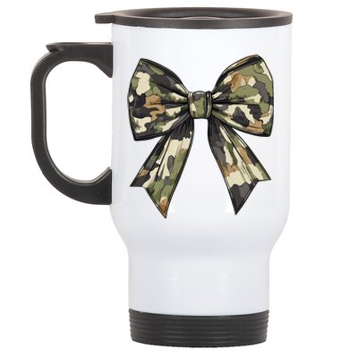 Camouflage Old Camo Bow Camo Coquette Bow Hunting Women Girl Stainless Steel Travel Mug