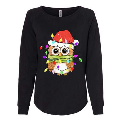 Cute Owl Christmas Lights Funny Family Xmas Holiday Costume Womens California Wash Sweatshirt