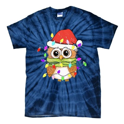 Cute Owl Christmas Lights Funny Family Xmas Holiday Costume Tie-Dye T-Shirt