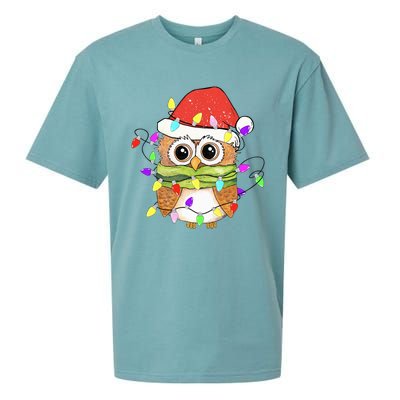 Cute Owl Christmas Lights Funny Family Xmas Holiday Costume Sueded Cloud Jersey T-Shirt