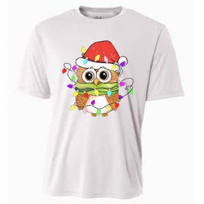 Cute Owl Christmas Lights Funny Family Xmas Holiday Costume Cooling Performance Crew T-Shirt