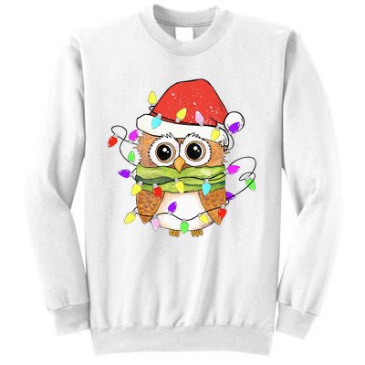 Cute Owl Christmas Lights Funny Family Xmas Holiday Costume Sweatshirt