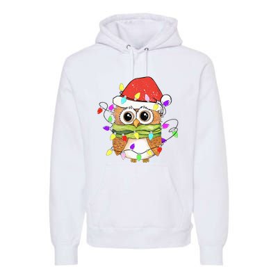 Cute Owl Christmas Lights Funny Family Xmas Holiday Costume Premium Hoodie