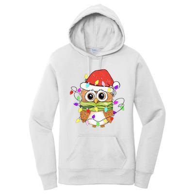 Cute Owl Christmas Lights Funny Family Xmas Holiday Costume Women's Pullover Hoodie