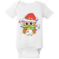 Cute Owl Christmas Lights Funny Family Xmas Holiday Costume Baby Bodysuit