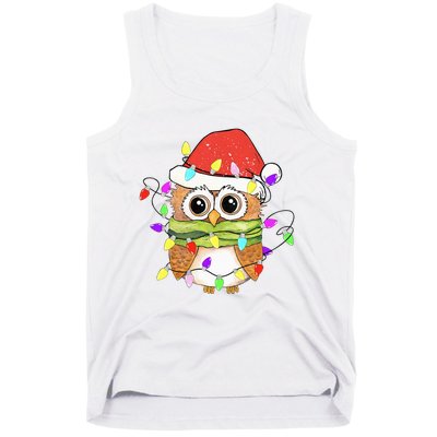 Cute Owl Christmas Lights Funny Family Xmas Holiday Costume Tank Top