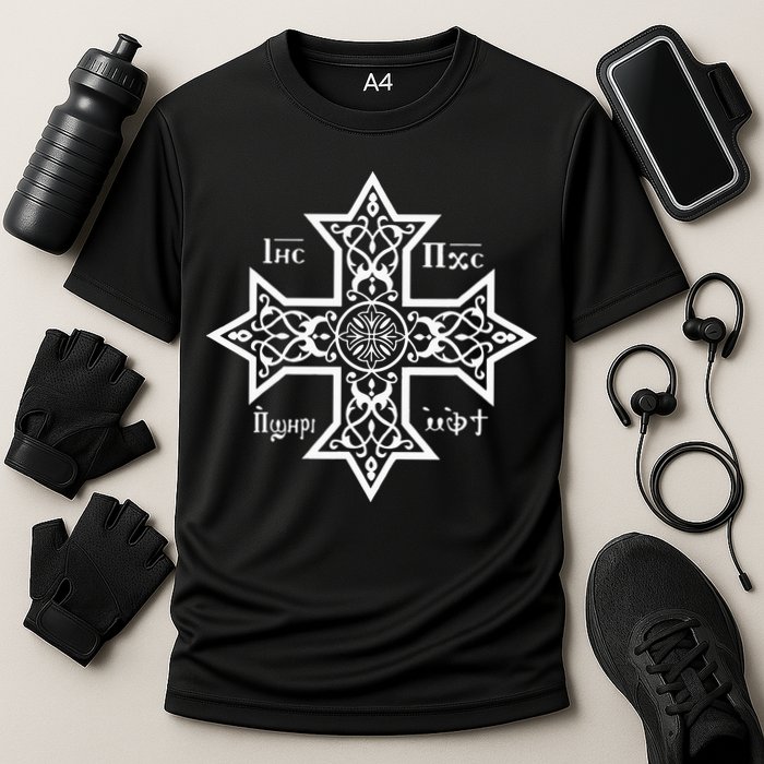Coptic Orthodox Cross With Jesus Christ The Son Of God Cooling Performance Crew T-Shirt