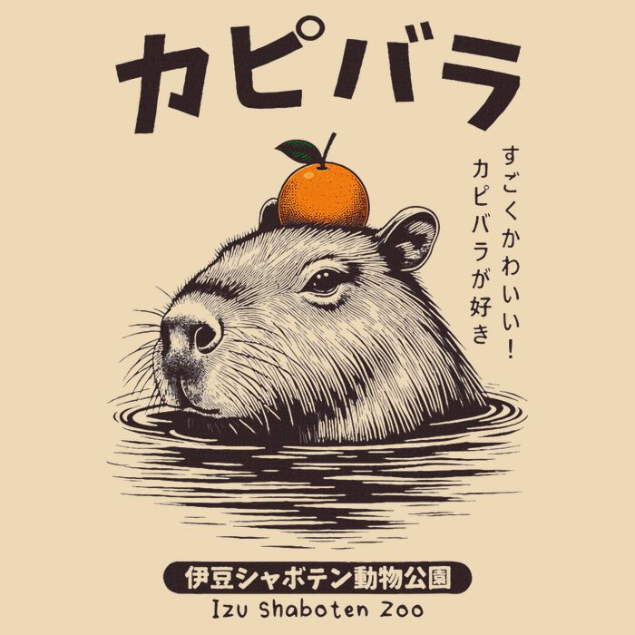 Capybara Onsen Capybara With Orange Capybara Lovers Drawstring Bag