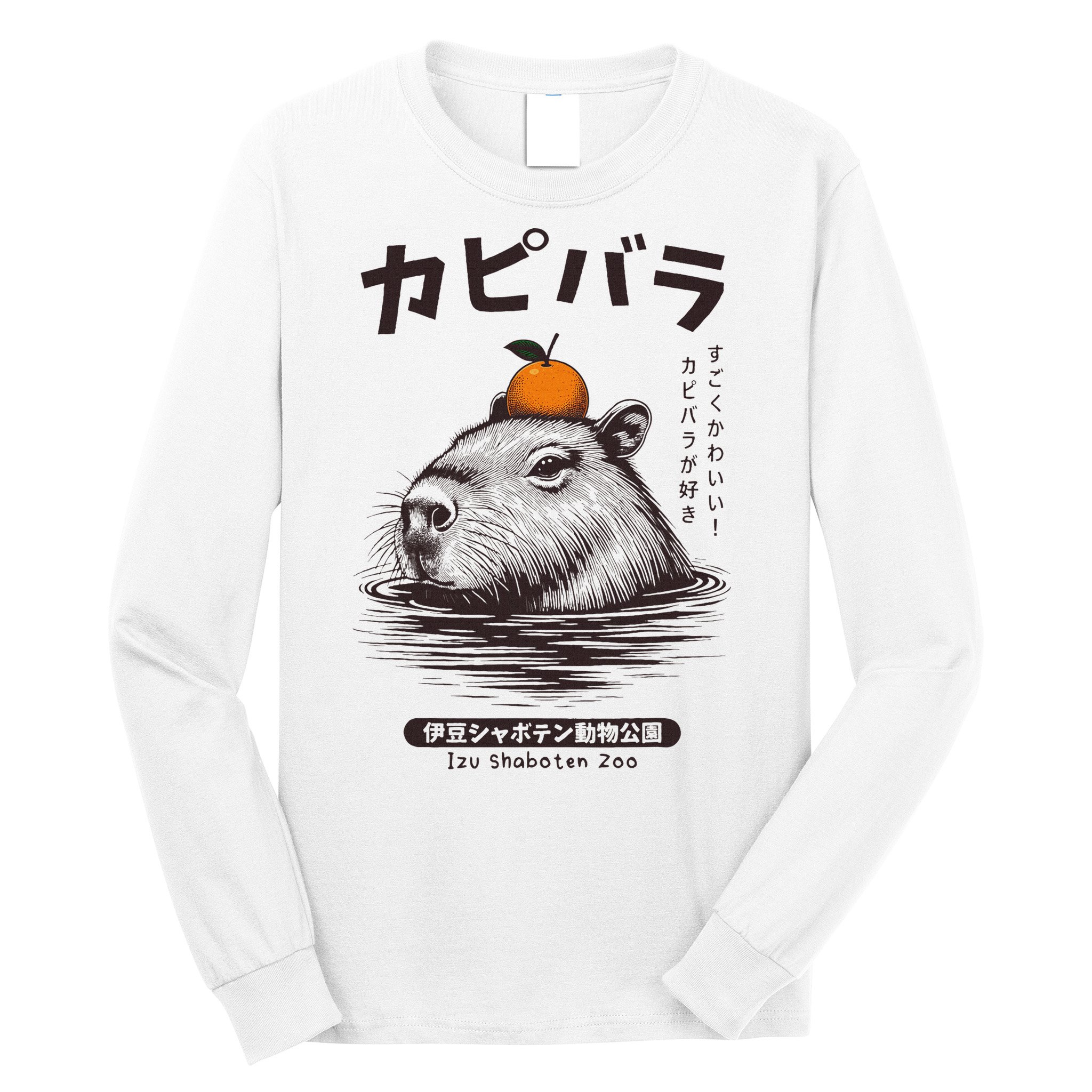 Capybara Onsen Capybara With Orange Capybara Lovers Long Sleeve Shirt