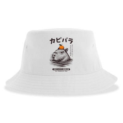 Capybara Onsen Capybara With Orange Capybara Lovers Sustainable Bucket Hat