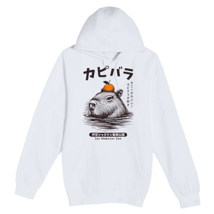 Capybara Onsen Capybara With Orange Capybara Lovers Premium Pullover Hoodie