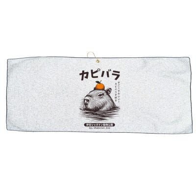 Capybara Onsen Capybara With Orange Capybara Lovers Large Microfiber Waffle Golf Towel