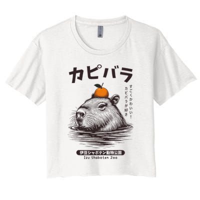 Capybara Onsen Capybara With Orange Capybara Lovers Crop Top