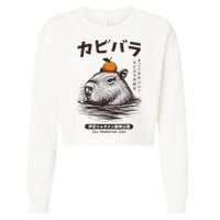 Capybara Onsen Capybara With Orange Capybara Lovers Cropped Pullover Crew