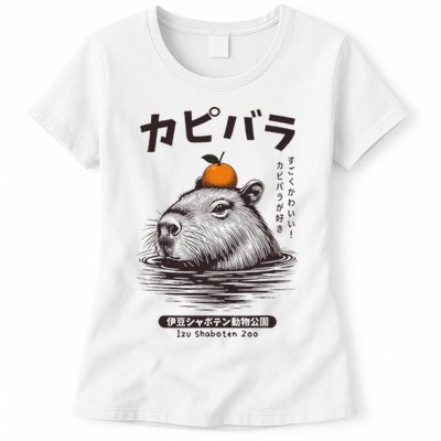 Capybara Onsen Capybara With Orange Capybara Lovers Womens T-Shirt