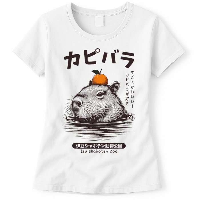 Capybara Onsen Capybara With Orange Capybara Lovers Womens T-Shirt
