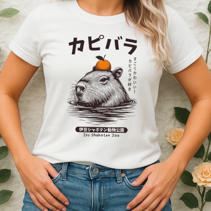 Capybara Onsen Capybara With Orange Capybara Lovers Womens T-Shirt